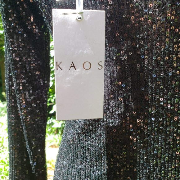 KAOS Mini Party Dress in Black Sequins Size 8 - Picture 10 of 11